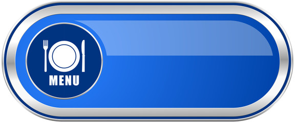 Poster - Menu long blue web and mobile apps banner isolated on white background.