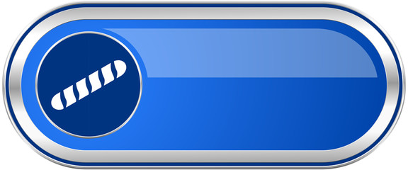 Poster - Baguette long blue web and mobile apps banner isolated on white background.