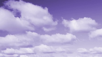 Wall Mural - fluffy clouds move across the sky in this thirty second looping video with a violet purple tones.