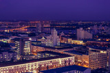 Fototapeta Miasto - Voronezh downtown. Night cityscape from rooftop. Modern houses, hotels, streets