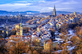 Fototapeta  - Bern Old Town on a cold snow winter day, Switzerland