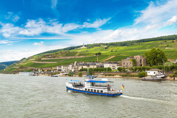 Canvas Print - River Rhine and Ruedesheim am Rhein