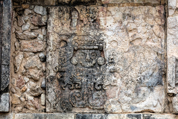 Sticker - Ancient Mayan murals decorating the Venus Platform at Chichen Itza, Yucatan, Mexico