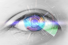 Close Up Eyes Of Technologies In The Futuristic. : Eye Cataract