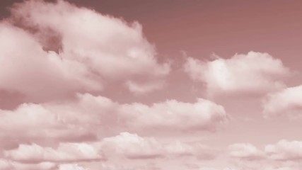 Wall Mural - fluffy clouds move across the sky in this thirty second looping video with light red tones.