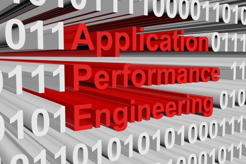 application performance engineering in the form of binary code, 3D illustration