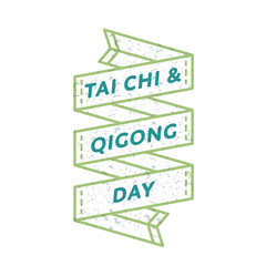 Wall Mural - Tai Chi and Qigong day emblem isolated vector illustration on white background. 29 april world healthcare holiday event label, greeting card decoration graphic element