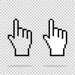 Pixel hand on isolated background. Vector illustration