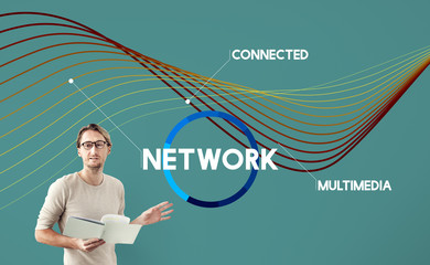 Wall Mural - network communication connection web concept