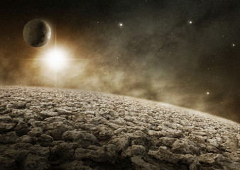 Wall Mural - surface a rocky planet in the outer space