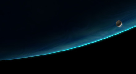 Wall Mural - moon orbiting the big blue planet