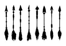 Set Of Silhouettes American Indian Arrows