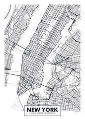 Wall Mural - Vector poster map city New York