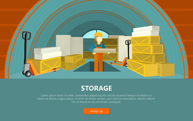 Wall Mural - Storage Conceptual Vector Web Banner in Flat Style
