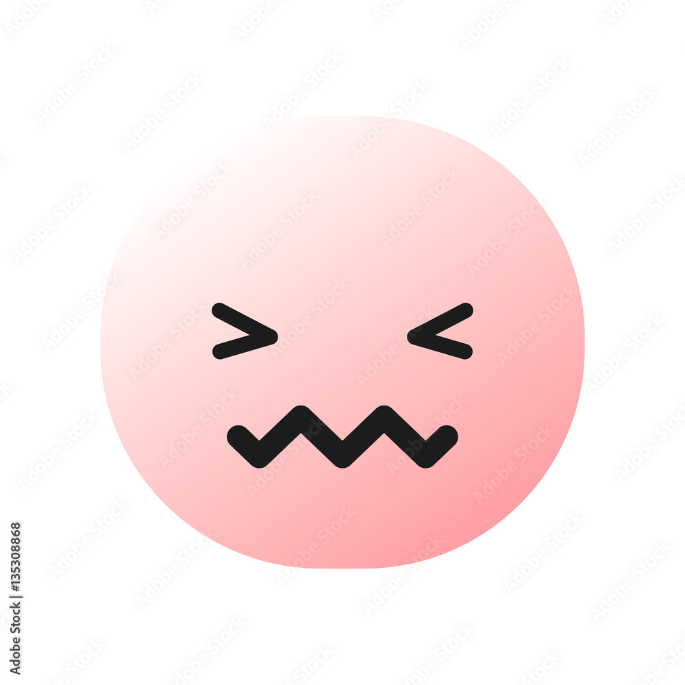 Pink Angry Smiley Face