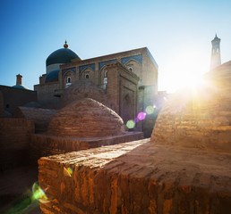 Wall Mural - Oriental buildings in the city of Itchan Kala. Khiva, Uzbekistan