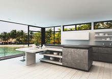 Stylish Designer Kitchen In A Tropical Villa