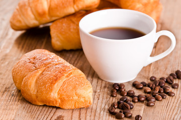 Wall Mural - Breakfast with croissants.