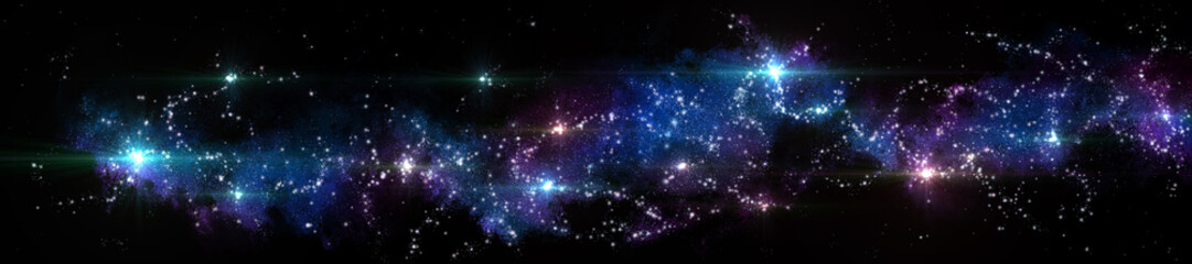 Wall Mural - Panorama of star clusters. planet against the background galaxies