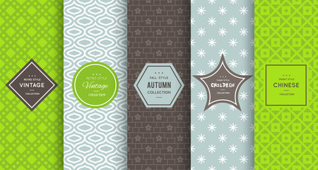 Canvas Print - Retro different vector seamless patterns