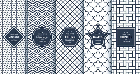 Sticker - Blue line seamless patterns for universal background