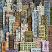 Cityscape Building Line Art Illustration