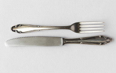 knife and fork - cutlery, silver flatware set