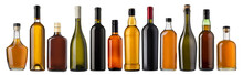 Set Of Wine And Brandy Bottles