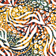 Abstract geometric seamless pattern with animal print. Trendy hand drawn textures. 