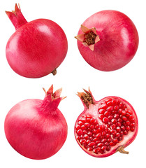 Wall Mural - Set of pomegranates isolated on white background