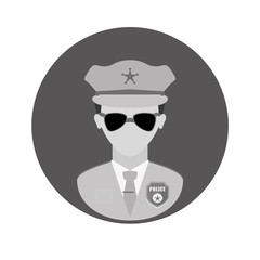 Sticker - figure police officer icon image, vector illustration