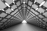 Fototapeta Perspektywa 3d - Abstract architectural background with a passage going to perspective. 3d render