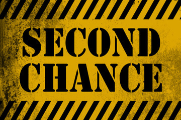 Wall Mural - Second chance sign yellow with stripes