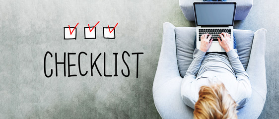 Wall Mural - checklist text with man