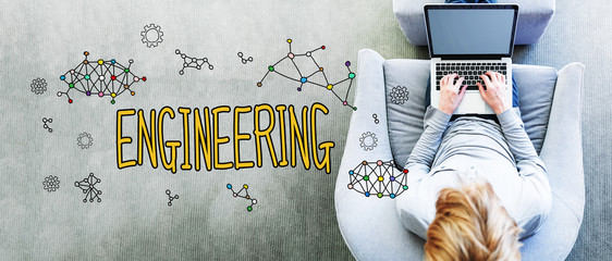 Wall Mural - engineering text with man