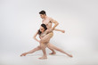 © zinkevych - Active young gymnasts showing their choreography in the studio