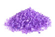 Violet sea salt isolated on white background, lavender