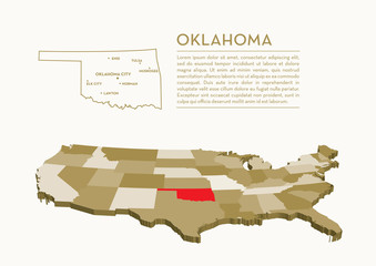 Wall Mural - 3D USA State map - OKLAHOMA