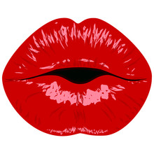 Valentines Day Lips Logo.Love,sexy,intimacy And Kiss.Red Kissing  Cartoon Sexy Lips Isolated Decorative Icons For Party Presentation. Valentines Day,love,wedding Card, Background.vector Illustration