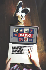 Wall Mural - radio music listening rhythm signal concept