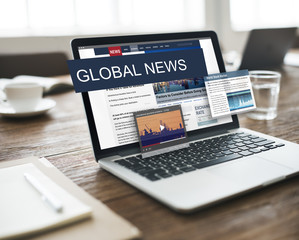 Wall Mural - media journalism global daily news content concept