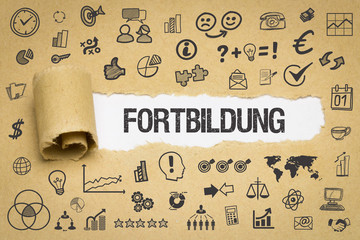 Wall Mural - Fortbildung / Papier mit Symbole