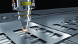 © tiero - detail of an industrial machinery for the laser cutting of metal sheets. industry and automation concept. 3d render nobody around.