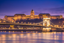 Sundown Views To Budapest Chain Bridge, Hungary