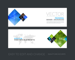 Vector set of modern horizontal website banners with yellow rect