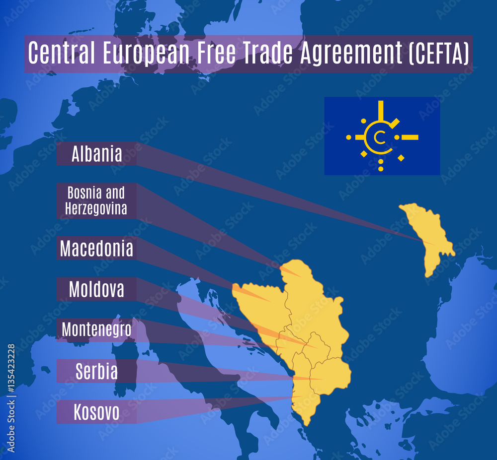 Vector de Stock Vector map of the Central European Free Trade Agreement ...