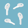Key isolated. Set of keys of different positions. Vector illustration isometric design.