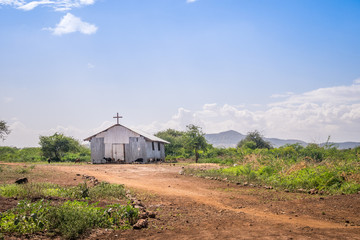 small christian church in rural african area