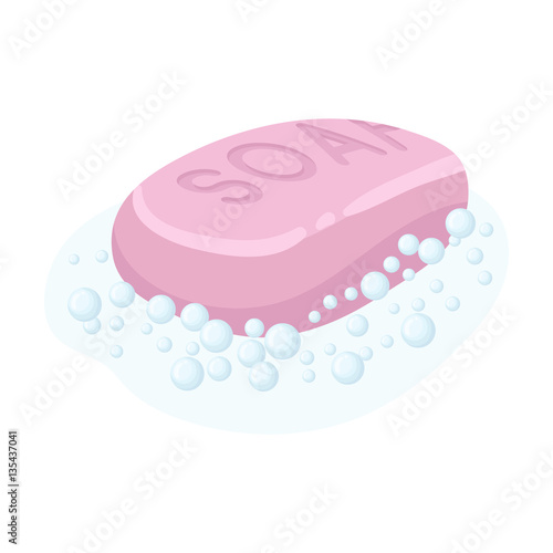 Soap icon in cartoon style isolated on white background. Cleaning