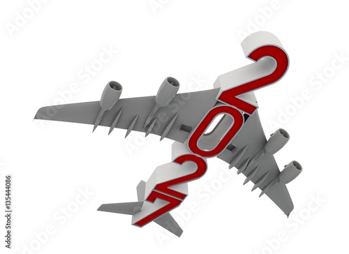 Fotografia 3D illustration of 2030 text with plane wings